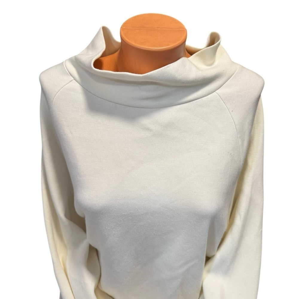 Varley Cinched Sweatshirt Double Soft Small Ivory Split Mockneck Long Sleeve — image 5 of 8